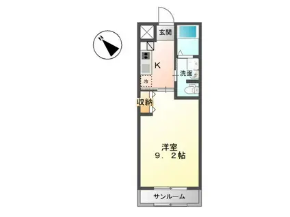 ルミエール(1K/1階)の間取り写真