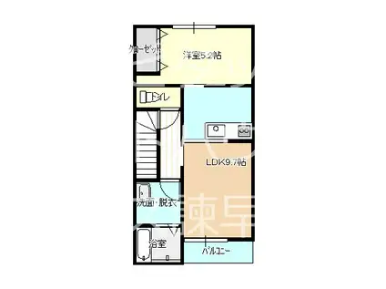 LA FONTE松里A棟(1LDK/2階)の間取り写真