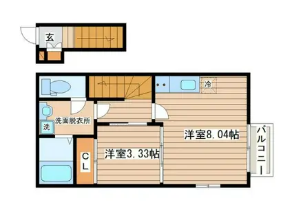 マノアーレ名取(1LDK/2階)の間取り写真