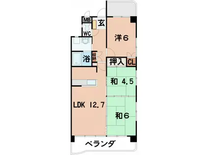 マンションリバーストーン(3LDK/4階)の間取り写真