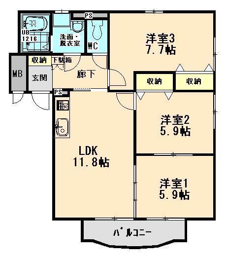 FIELD COURT(3LDK/3階)の間取り写真