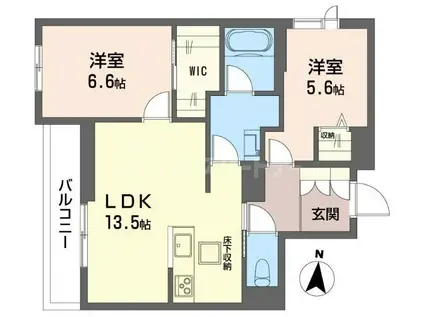 シャーメゾン ボヌール(2LDK/1階)の間取り写真
