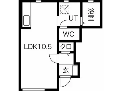 ル・メイユール本通(1K/1階)の間取り写真