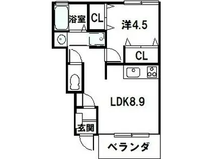 エスポワール(1LDK/1階)の間取り写真