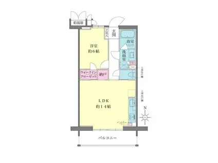 KNOCKS みなまきみらい(1LDK/4階)の間取り写真