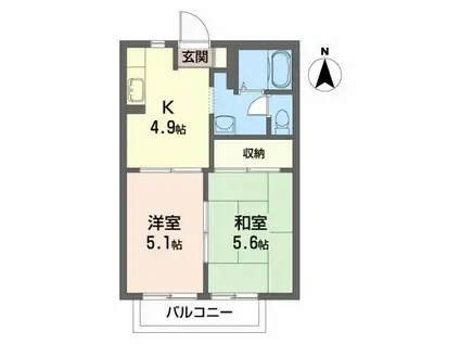 ドミール・アン(2K/1階)の間取り写真