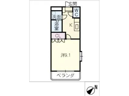 レジデンスA(1K/1階)の間取り写真