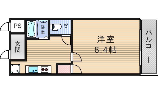 ルミエール西大橋(1K/2階)の間取り写真