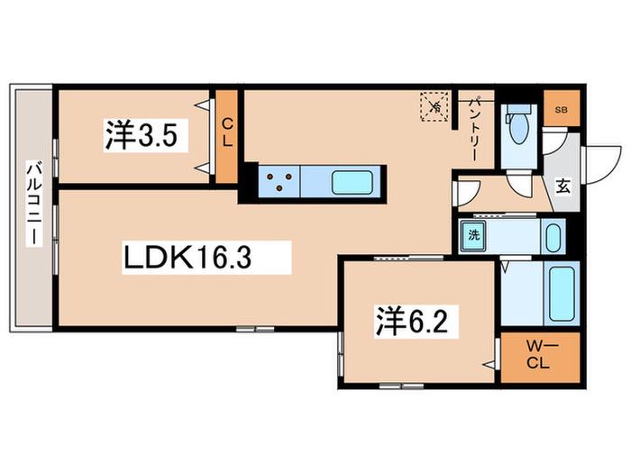 モンテゾーロ西田辺(2LDK/2階)の間取り写真