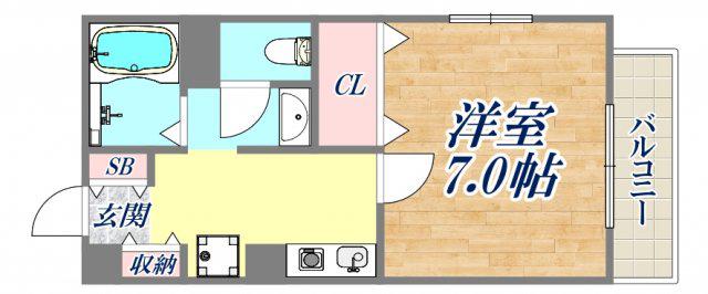 エスポワール2(1K/1階)の間取り写真