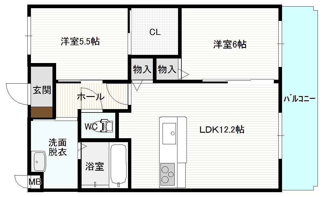 コルコバード(2LDK/3階)の間取り写真
