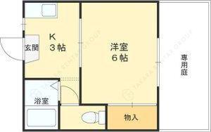 パシフィック塚口(1K/1階)の間取り写真