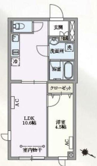 パセオ目黒(2DK/4階)の間取り写真