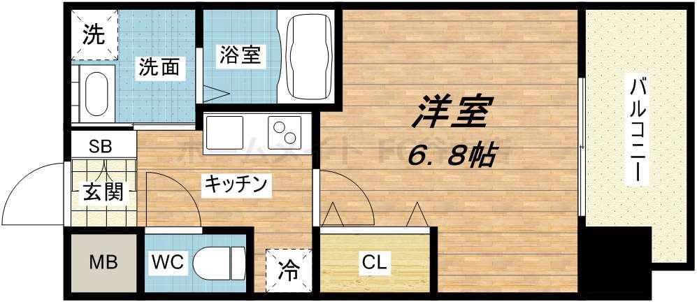 レジュールアッシュ玉造(1K/10階)の間取り写真