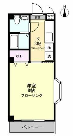 メルベーユ登戸(1K/3階)の間取り写真
