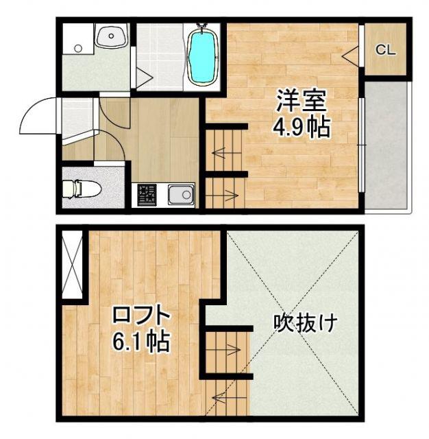 MODERN PALAZZO ISAHAYA VIALE(1SK/2階)の間取り写真