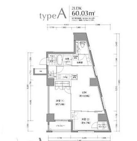 JPノイエ小石川富坂(2LDK/14階)の間取り写真