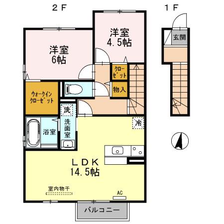グラン3104A(2LDK/2階)の間取り写真