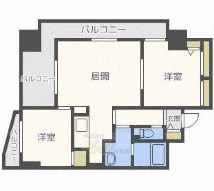 ガーネットハイツ菊水(2LDK/9階)の間取り写真