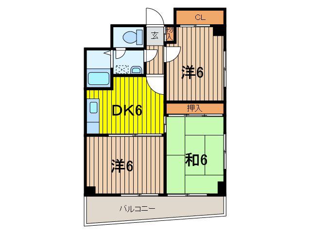 ラ・グラントゥース(3DK/2階)の間取り写真