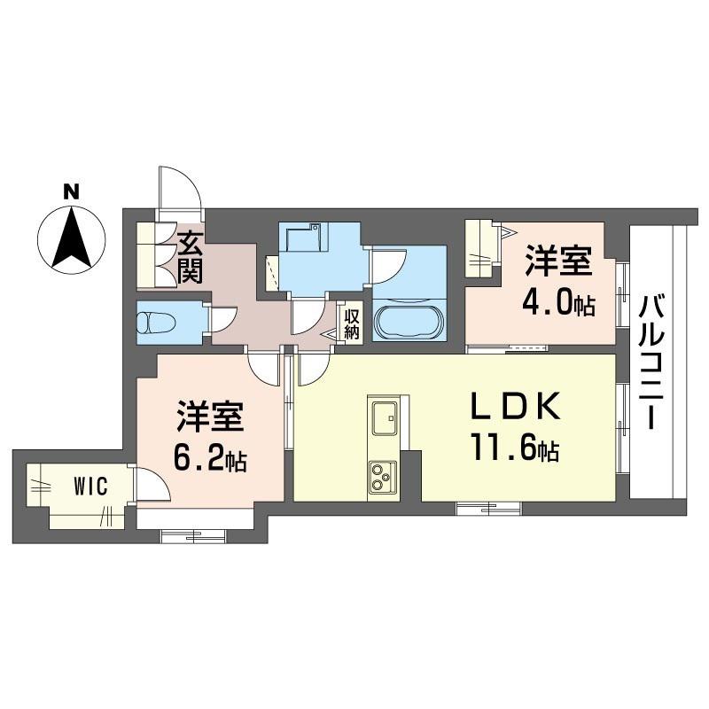 シャーメゾン ヴェール(2LDK/2階)の間取り写真