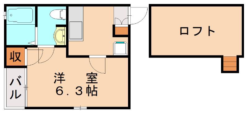 グラート箱崎(1K/2階)の間取り写真