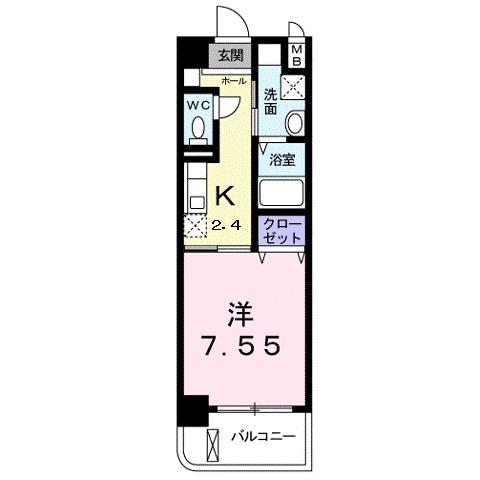 アルカンシェル(1K/1階)の間取り写真