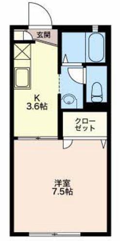 フレグランス A(1K/2階)の間取り写真