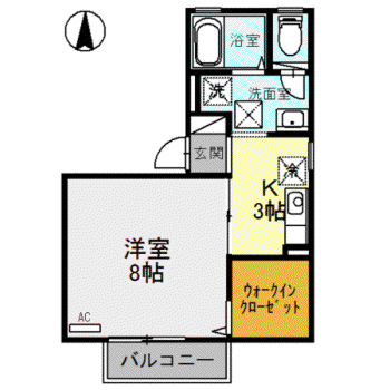 ロイヤルファミールII B棟(1K/1階)の間取り写真