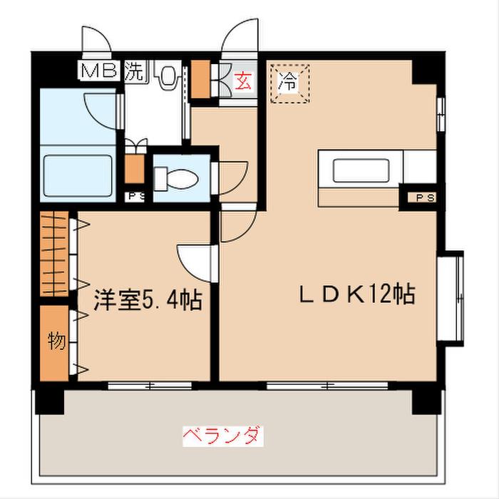 カラマード吉塚(1LDK/4階)の間取り写真