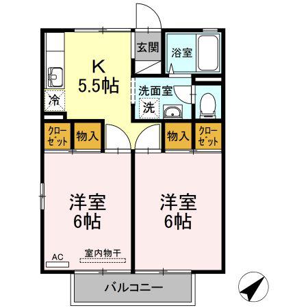 セジュール大松(2K/2階)の間取り写真