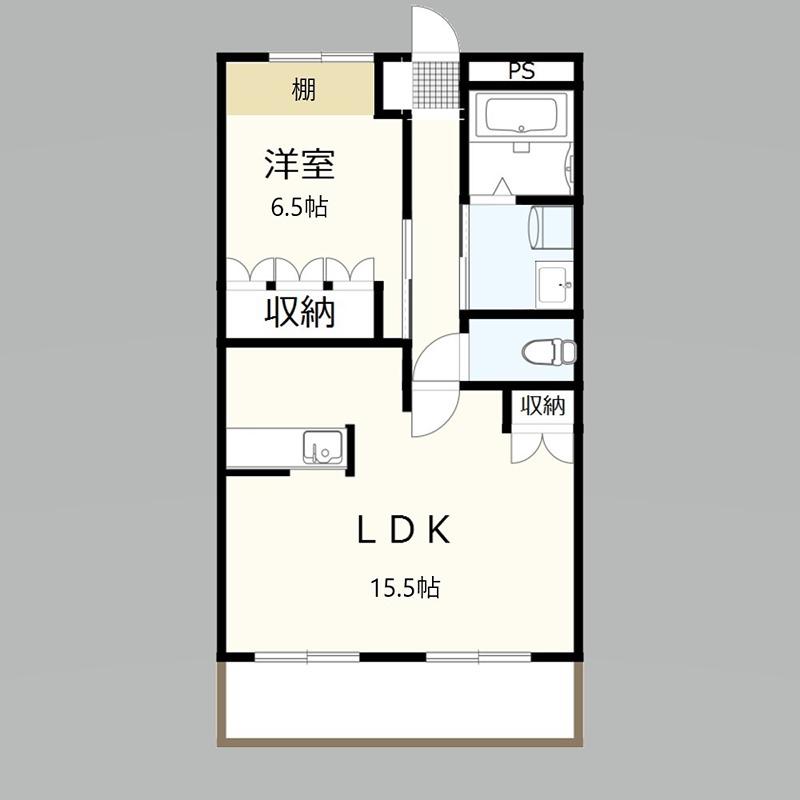 プルメリア(1LDK/2階)の間取り写真