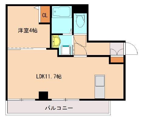 ヴォーヌンク博多駅東(1LDK/4階)の間取り写真