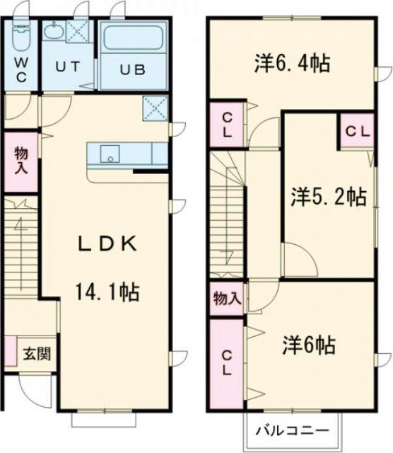 CASA MEMBRILLOII(3LDK/1階)の間取り写真