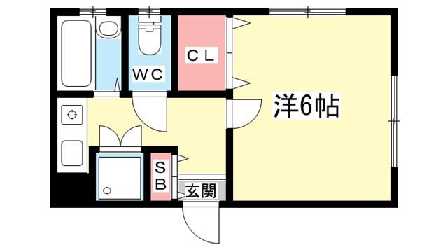 ピュア豊中本町(1K/1階)の間取り写真