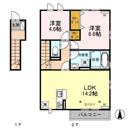 ロータス B(2LDK/2階)の間取り写真