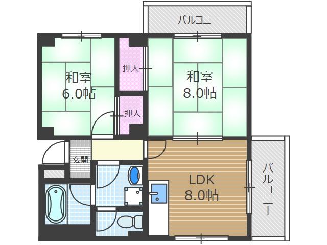 サンコーポT&K(2DK/3階)の間取り写真