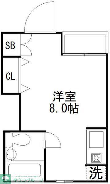 サンハウス(ワンルーム/1階)の間取り写真
