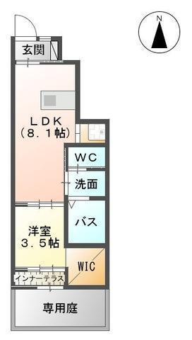 グレーシア皆春(1LDK/1階)の間取り写真