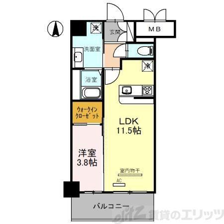 グランコート茨木永代町(1LDK/6階)の間取り写真