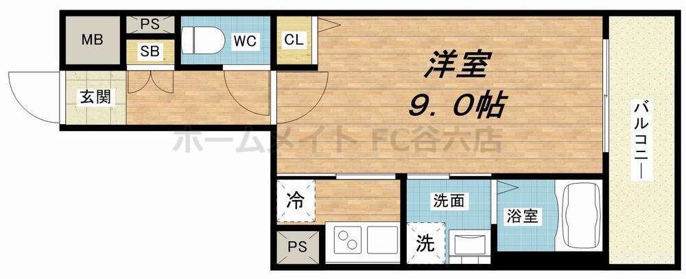 プレサンス立売堀パークシティ(1K/9階)の間取り写真