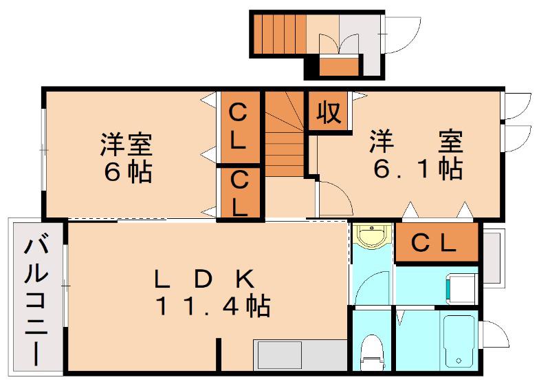 グレイス(2LDK/2階)の間取り写真