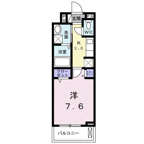 ヒカルサ 小牧田県ウエスト(1K/2階)の間取り写真