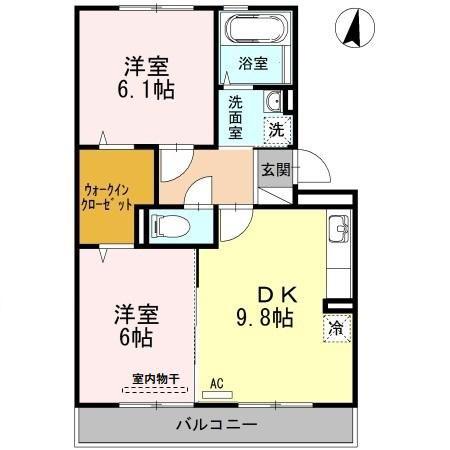 ラフィネはまゆうA棟(2DK/3階)の間取り写真