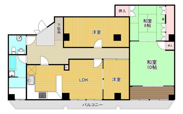 エーワンコーポ(4LDK/6階)の間取り写真