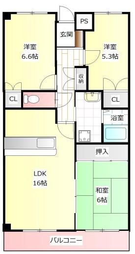 キャッスルコートイワキ(3LDK/6階)の間取り写真