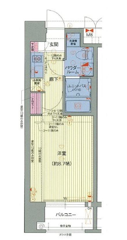 プレサンスNEO京都烏丸(1K/3階)の間取り写真