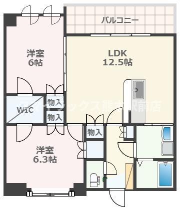 NICEマンション九品寺熊大医学部前(2LDK/3階)の間取り写真