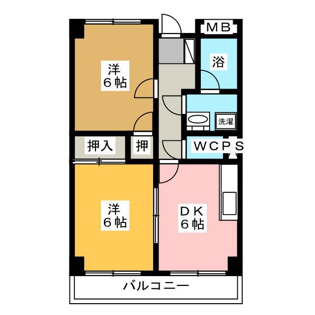 モンターニュ横山(2DK/3階)の間取り写真