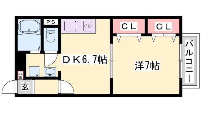 エメロード赤穂(1DK/2階)の間取り写真